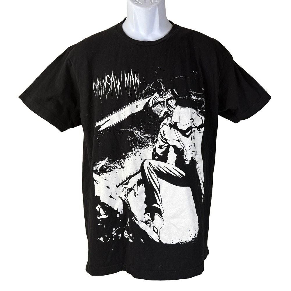 Crunchyroll Chainsaw Man T-Shirt Kids Large Black Anime Graphic Denji Manga Tee